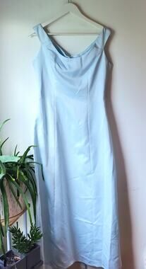 Vintage Jordan Baby Blue Sleeveless Midi Dress Womens Size 11/12 80s Wedding